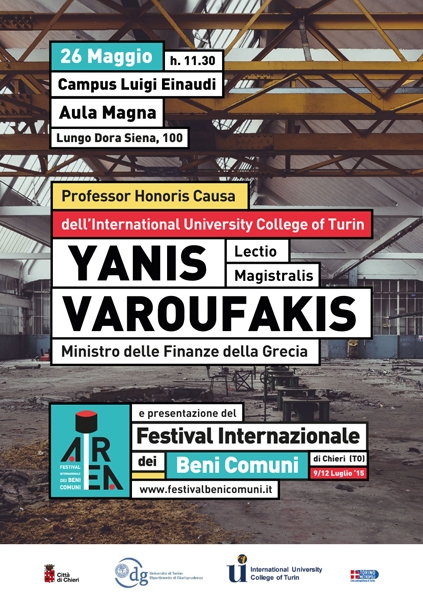 26/05 - Aula Magna Campus Luigi Einaudi - Torino - Festival Internazionale dei Beni Comuni - laurea onoris caus a YANIS VAROUFAKIS