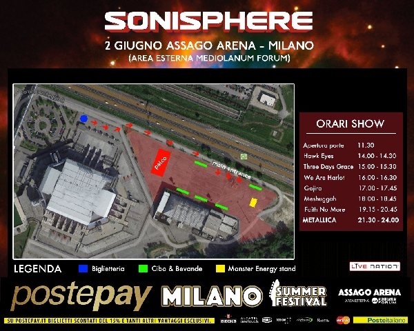 Mappa Sonisphere 2015