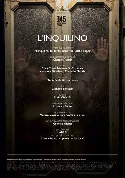 22 e 23 giugno - Castel Sant'Elmo - L'inquilino di LAB121 - regia Claudio Autelli al FRINGE FESTIVAL DI NAPOLI