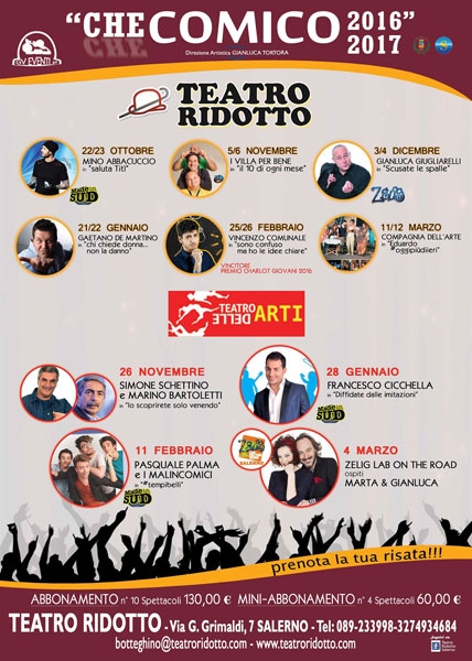 Cartellone Stagione che comico 2016-2017 Teatro ridotto di Salerno
