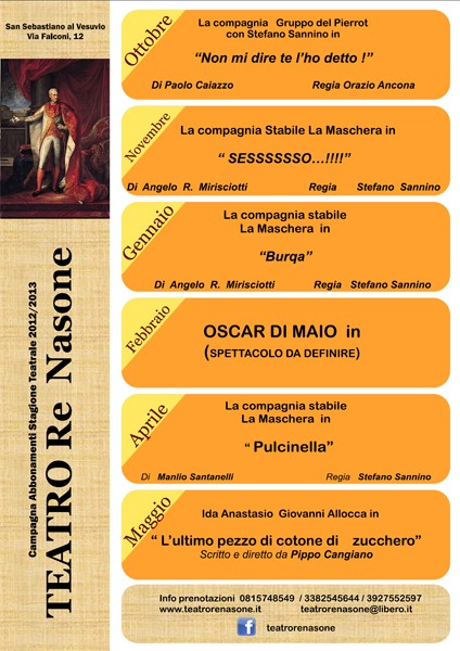 Cartellone Sagione Teatrale 2012/2013 del Teatro Re Nasone - San Sebastiano al Vesuvio (NA)