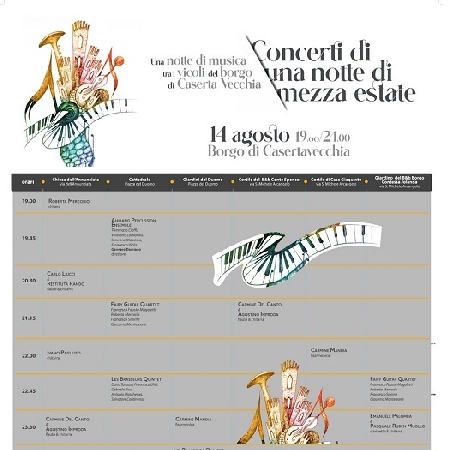 13, 14 e 16 agosto appuntamenti

 alla Castelluccia della Reggia di Caserta

 e in luoghi sacri a Casanova di Carinola e Vairano